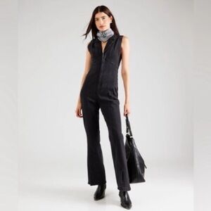 Free People We The Free CRVY Ring The Alarm Black denim jumpsuit